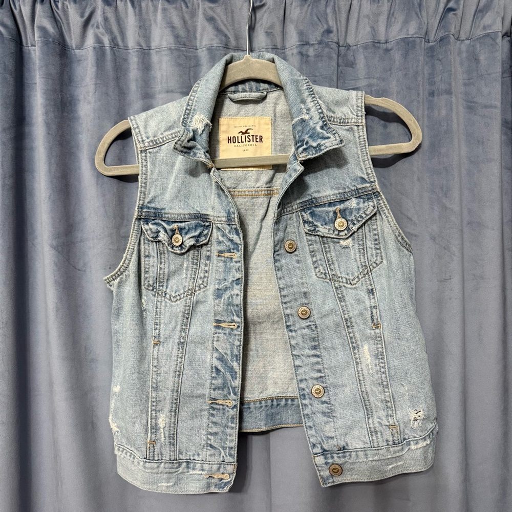 Hollister Light Blue Denim Vest